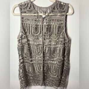 Chico's Taupe Lace Sleeveless Blouse